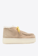 Miu Miu Suede Flatform Boots Ecru 5T263EFD045X0O_F0379