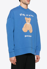 Palm Angels Bear in Mind Crewneck Sweatshirt Blue PMBA026F24FLE012_4560