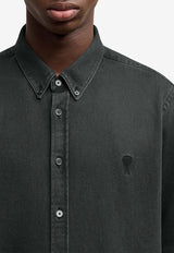 AMI PARIS Ami De Coeur Corduroy Shirt Black USH060CO0149_001