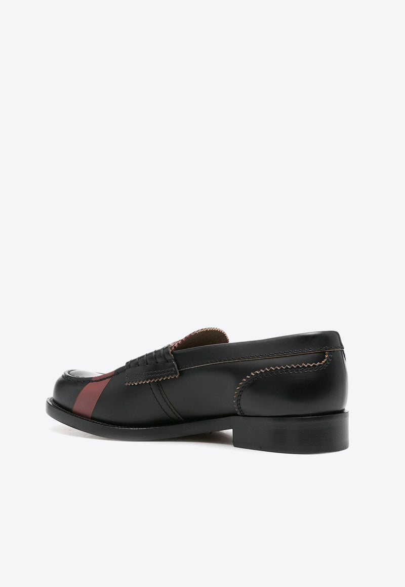 College Signature X Print Leather Loafers Black CWL138A2_A20X