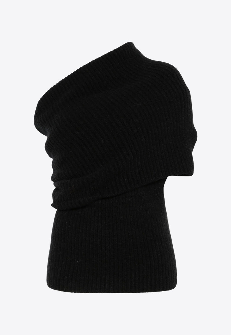 Rick Owens Asymmetric Draped Knitted Top Black RO02D3673KHWP_09