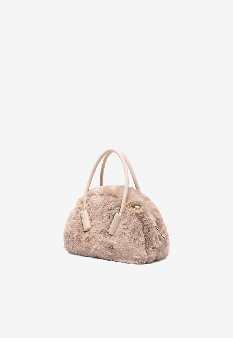 Themoirè Selene Faux Fur Top Handle Bag Beige TMFW24SF97_97