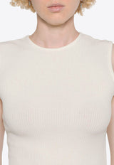 Agolde Binx Ribbed Tank Top White A72923048_OATMK