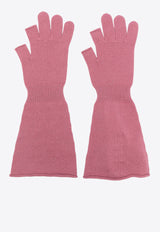 Rick Owens Thulian Long Knit Cashmere Gloves Pink RO02D3489WSBR_23