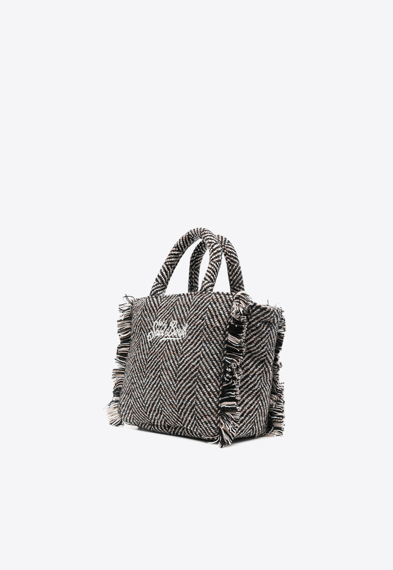 MC2 Saint Barth Mini Vanity Herringbone Fringed Tote Bag Gray VAMI005_01461G