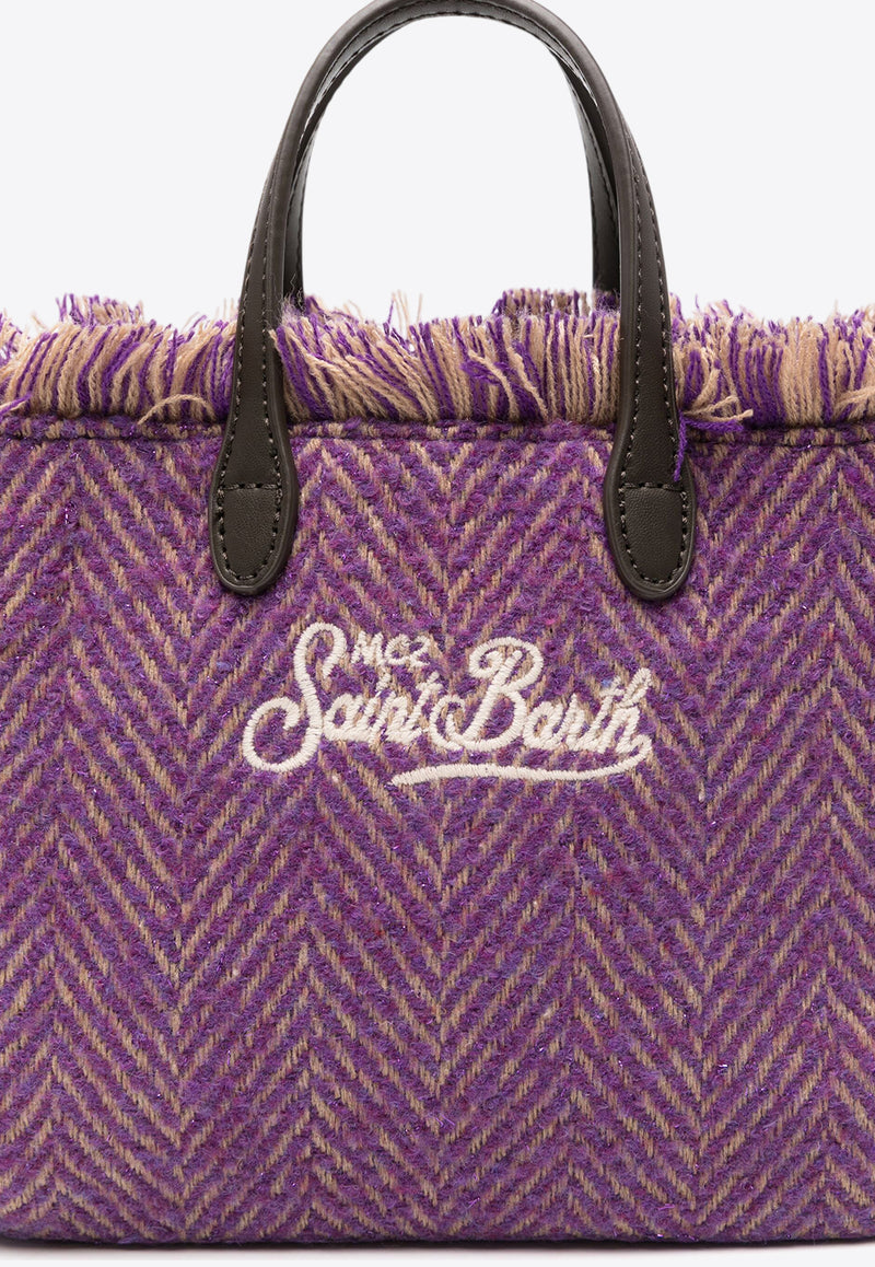 MC2 Saint Barth Mini Vanity Herringbone Fringed Tote Bag Purple VAMI007_00638G