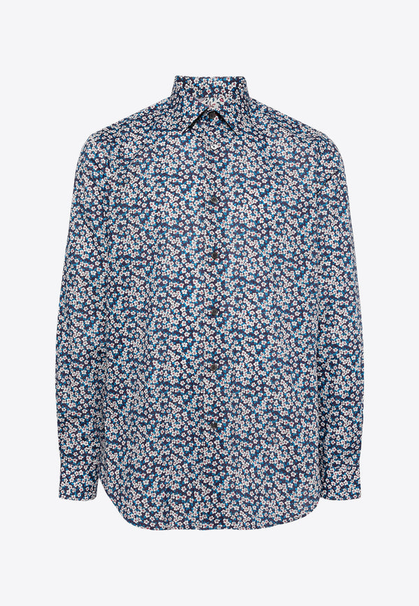 Paul Smith Long-Sleeved Floral Print Shirt Blue M1R800PN02386_59