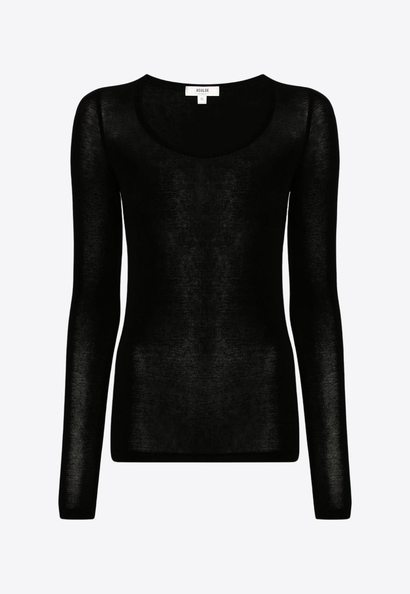 Agolde Corey Scoop-Neck Sheer Top Black A72851618_BLK