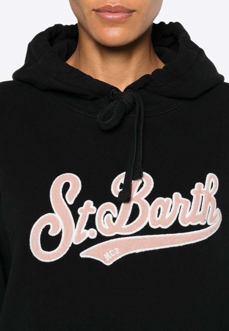 MC2 Saint Barth Virginia Flocked Logo Hooded Sweatshirt Black VRG0001_02397G