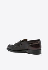 College Signature X Print Leather Loafers Dark Brown CWL138A1_A10X