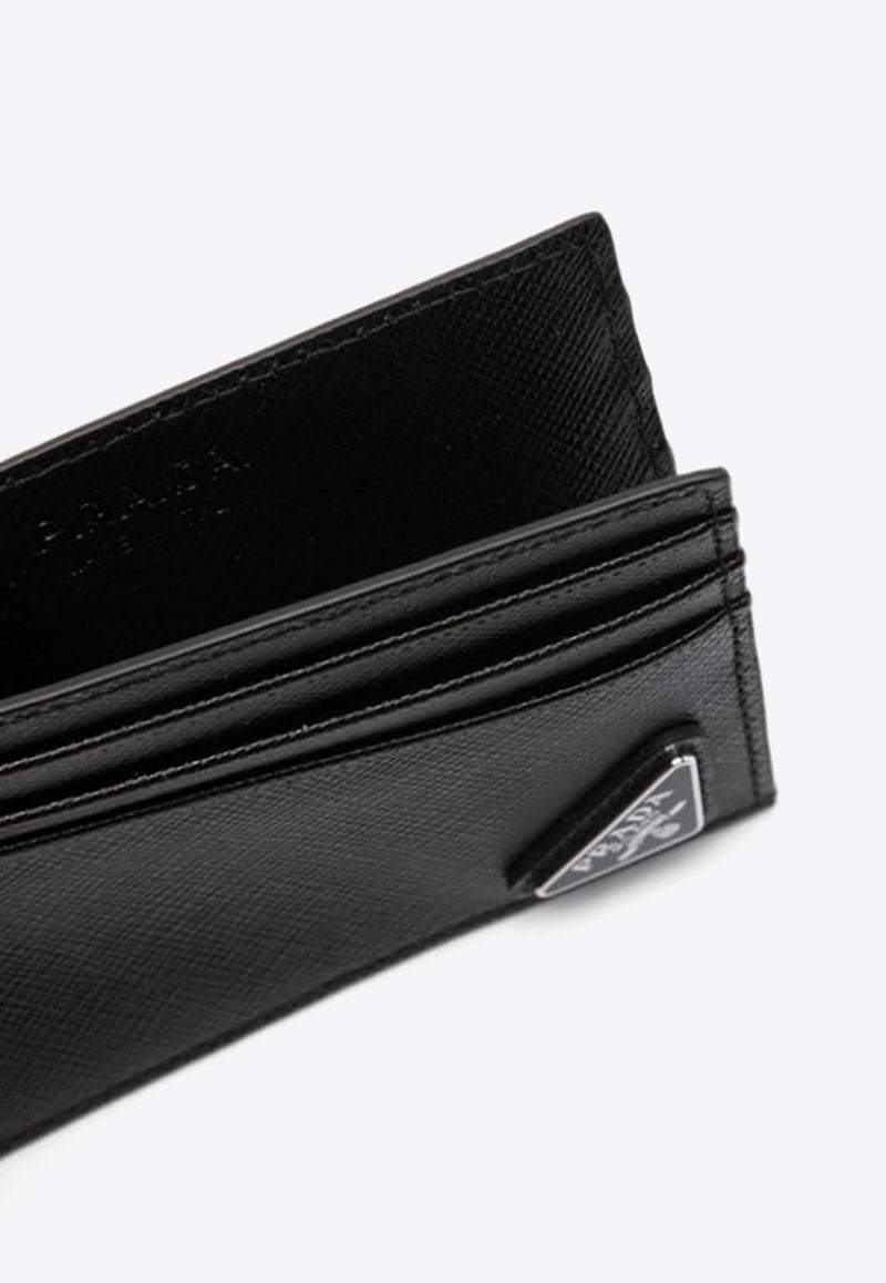 Prada Triangle Logo Saffiano Leather Cardholder Black 2MC223QHH_F0002