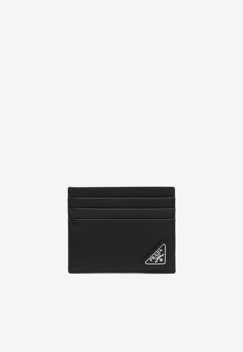 Prada Triangle Logo Saffiano Leather Cardholder Black 2MC223QHH_F0002