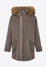 P.A.R.O.S.H Pileak Faux Shearling-Trimmed Wool Parka Brown D431653PILEAK24_008