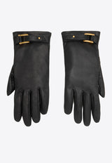 AMI PARIS Leather Gloves with Strap Black FGV300350_001