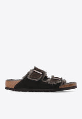 Birkenstock Arizona Two-Strap Shearling Slides Brown 1020528 0-MOCHA