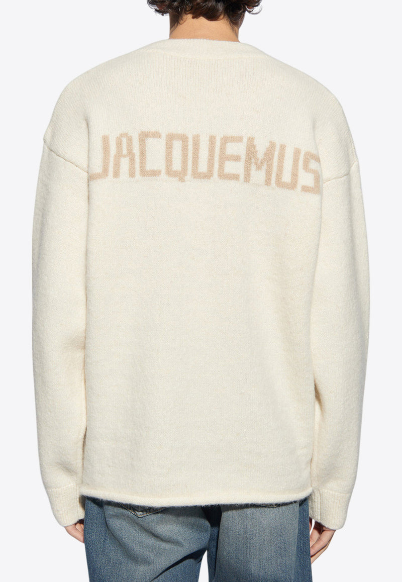 Jacquemus Jacquard Logo Wool-Blend Sweater Cream 245KN295 2329-130