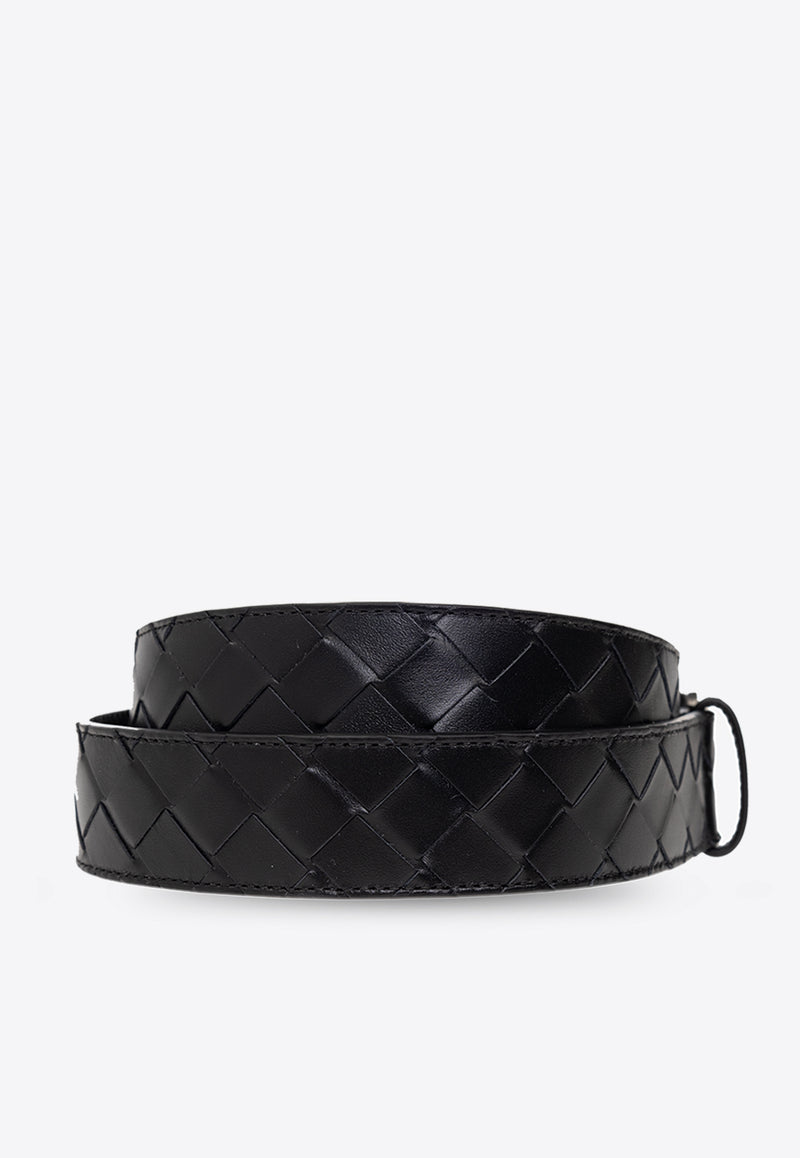 Bottega Veneta Intrecciato Leather Belt Black 609182 V3IM1-8803