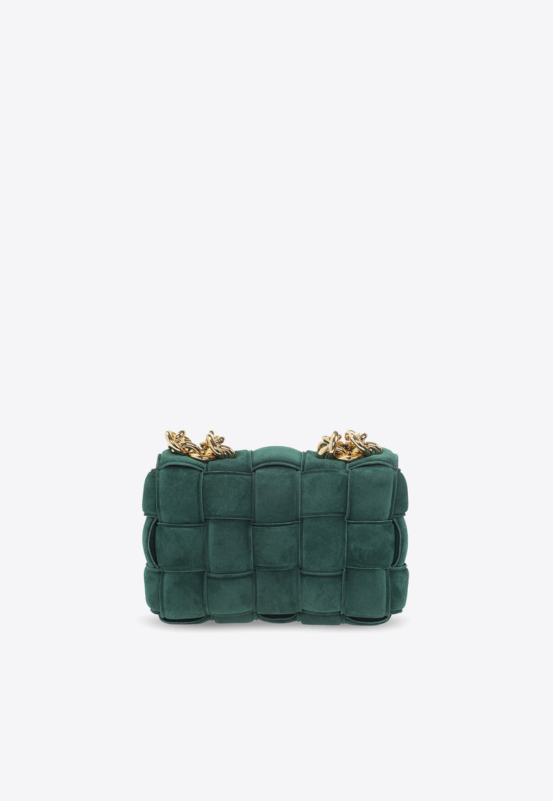 Bottega Veneta Chain Cassette Intrecciato Suede Shoulder Bag Emerald Green 631421 V04N0-3041