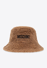 Moschino Logo Embroidered Faux-Fur Bucket Hat Brown 65356 M2971-003