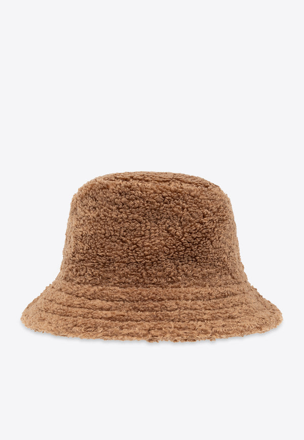 Moschino Logo Embroidered Faux-Fur Bucket Hat Brown 65356 M2971-003