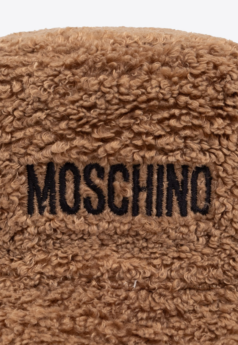 Moschino Logo Embroidered Faux-Fur Bucket Hat Brown 65356 M2971-003