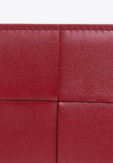 Bottega Veneta Bi-Color Cassette Intrecciato Leather Cardholder Dark Red 742693 VCQCA-6326