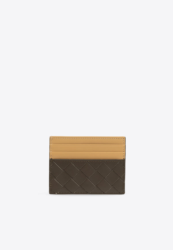 Bottega Veneta Bi-Color Intrecciato Leather Cardholder Kaki 749449 VCPQ5-3368