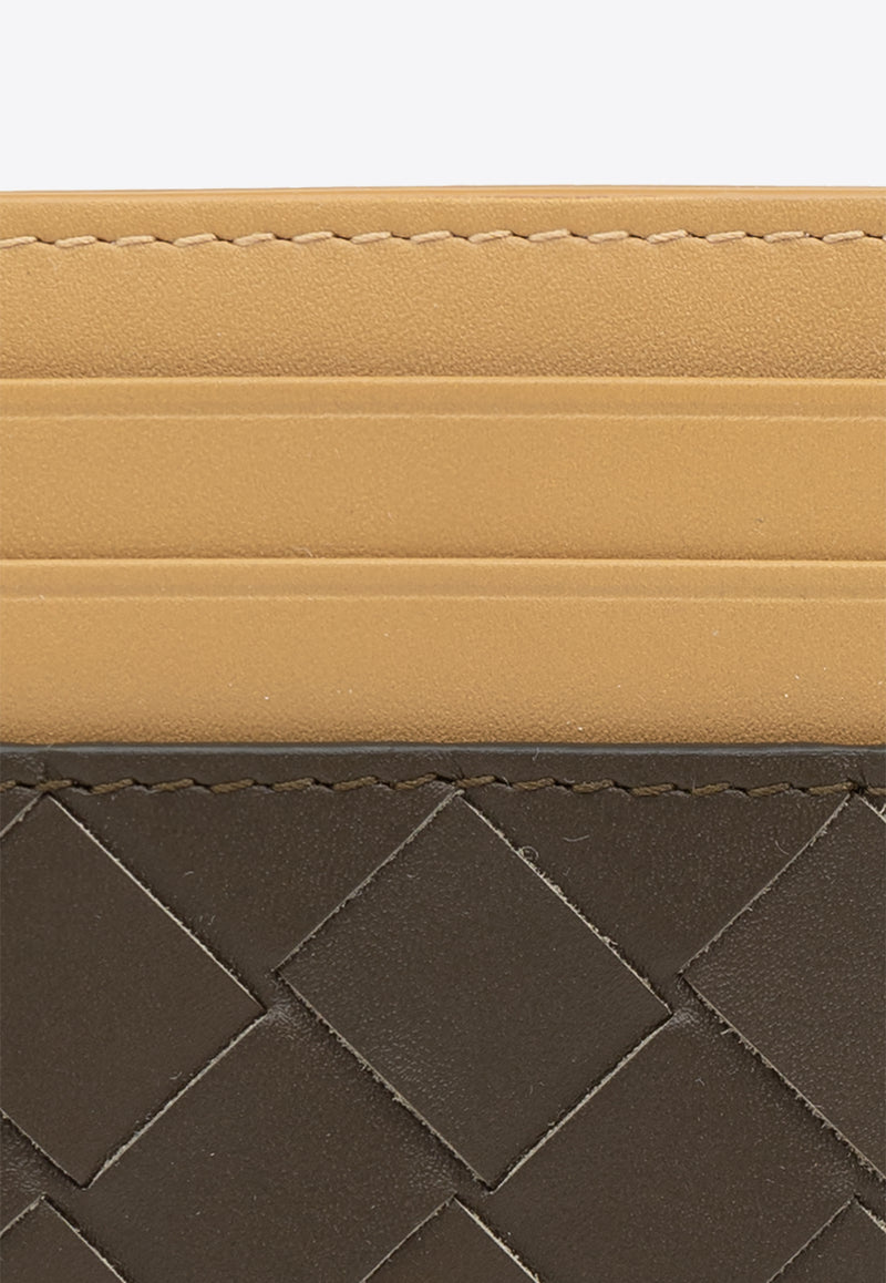 Bottega Veneta Bi-Color Intrecciato Leather Cardholder Kaki 749449 VCPQ5-3368