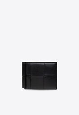 Bottega Veneta Cassette Bill Clip Intrecciato Leather Wallet Black 749453 VBWD2-8803