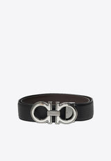 Salvatore Ferragamo Reversible Embossed Gancini Leather Belt Black 67A254 DOUBLE ADJUS 734227-NERO