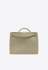 Bottega Veneta Medium Andiamo Intrecciato Leather Top Handle Bag Travertine 766016 VCPP1-2943