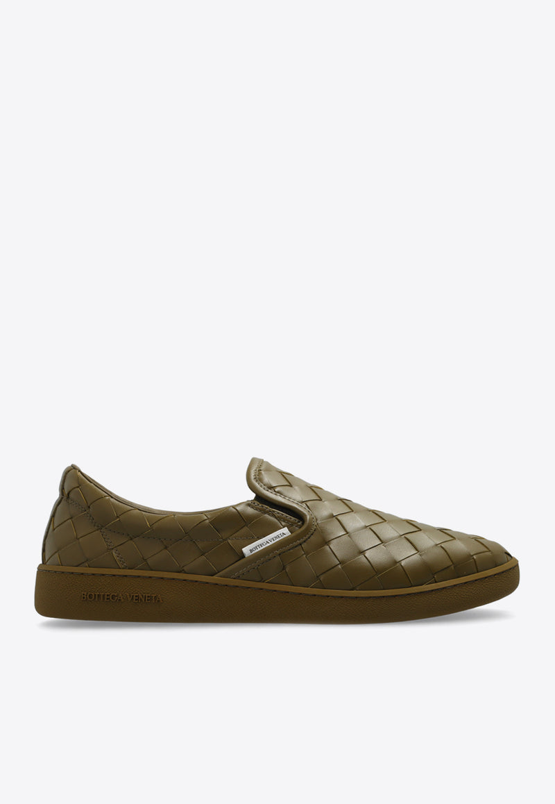 Bottega Veneta Sawyer Intrecciato Leather Slip-On Sneakers Mud 775320 V3HB0-2844