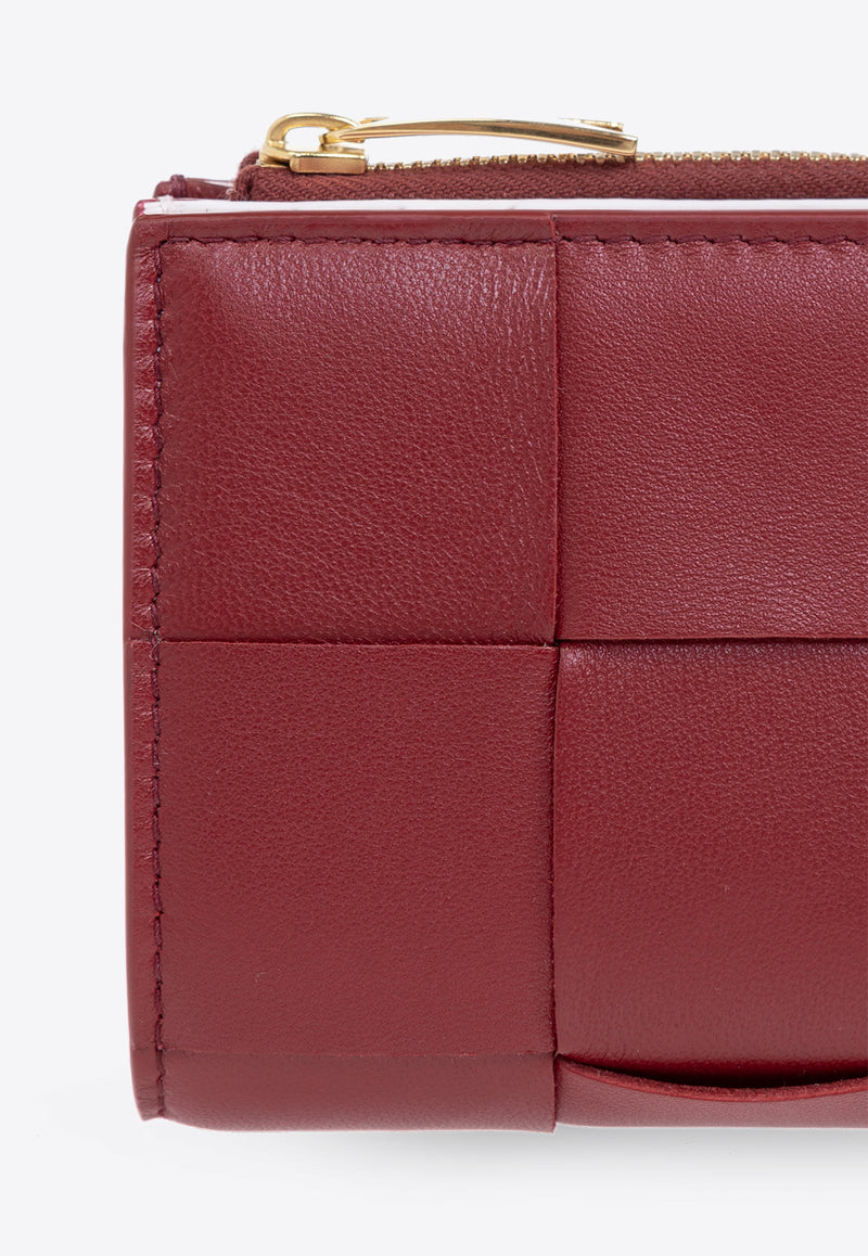 Bottega Veneta Small Cassette Intrecciato Leather Wallet Dark Red 742698 VCQC9-6342