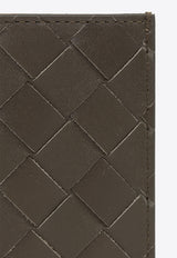 Bottega Veneta Slim Flap Intrecciato Leather Cardholder Kaki 787595 VCPQ6-3392