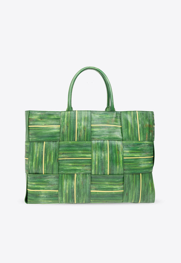 Bottega Veneta Large Arco Tropical Leaf Intrecciato Tote Bag Raintree 787403 V44N1-8787