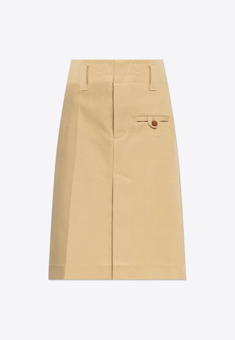 Bottega Veneta Canvas Knee-Length Skirt Beige 792914 V0BT0-1434