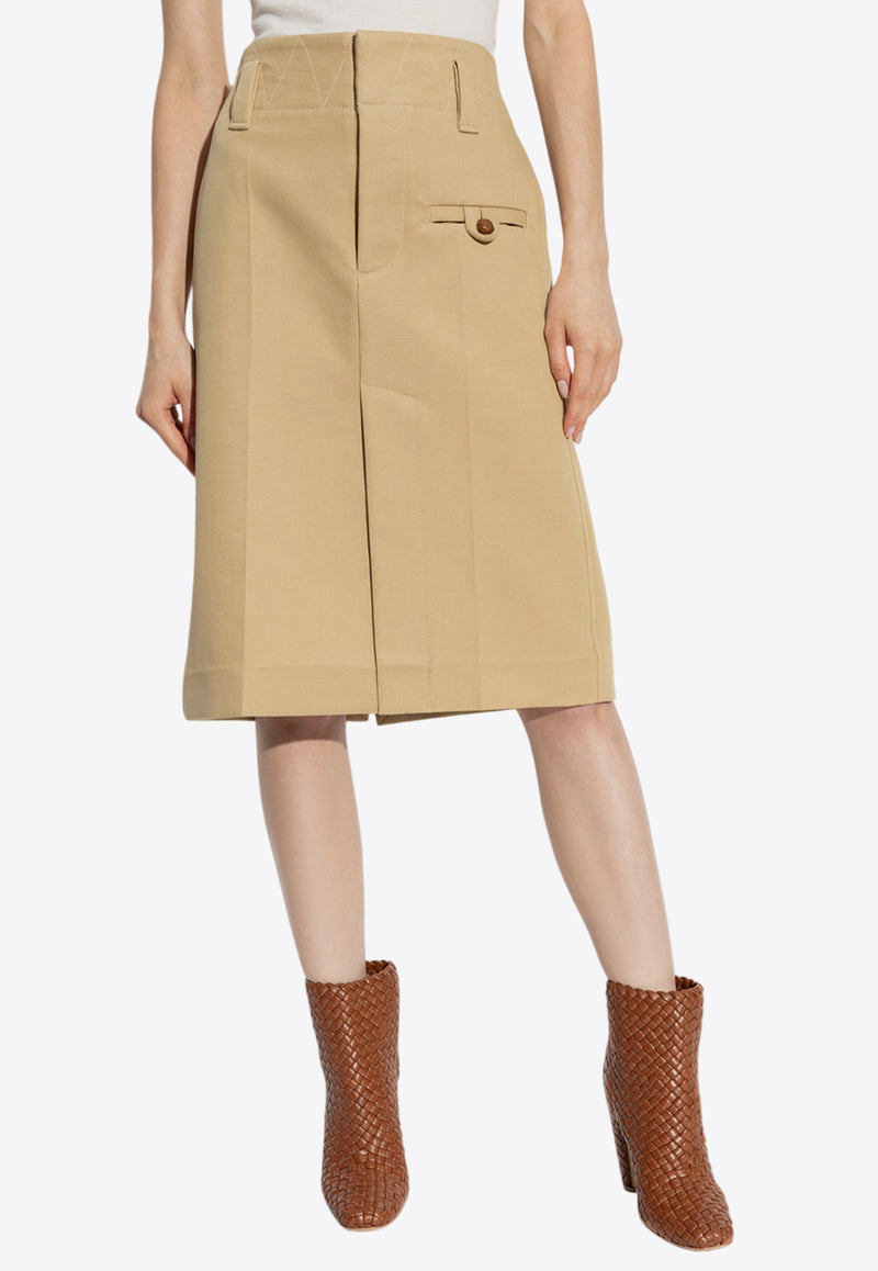 Bottega Veneta Canvas Knee-Length Skirt Beige 792914 V0BT0-1434