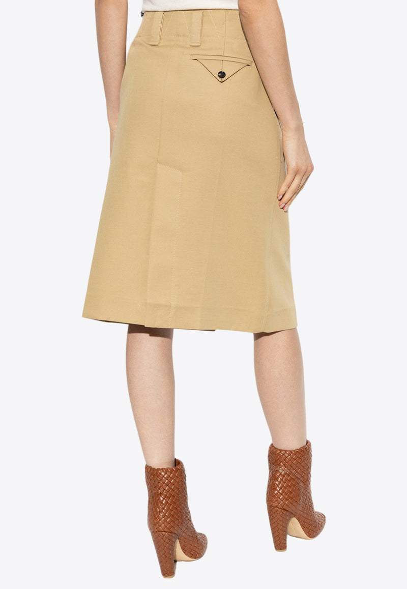 Bottega Veneta Canvas Knee-Length Skirt Beige 792914 V0BT0-1434