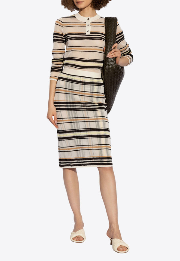 Bottega Veneta Striped Layered Skirt Multicolor 793797 V4E90-9367