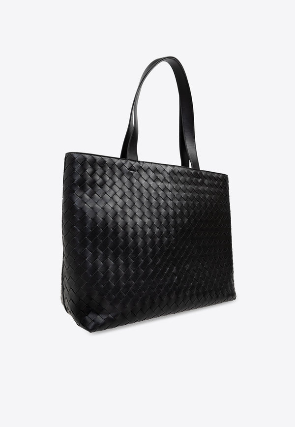 Bottega Veneta Large Intrecciato Leather Tote Bag Black 786666 V2HL1-8803