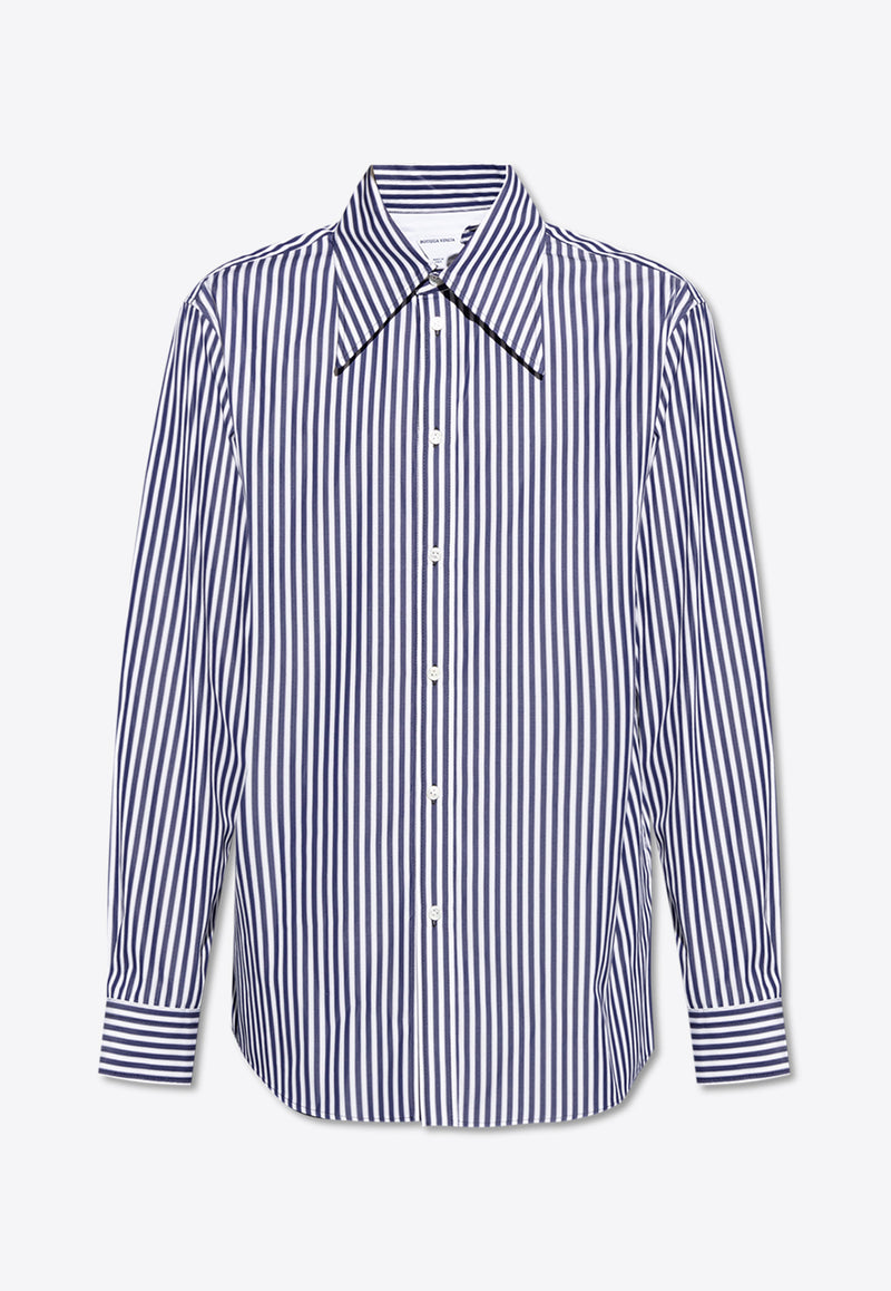 Bottega Veneta Striped Long-Sleeved Shirt Blue 793027 V4D40-4028