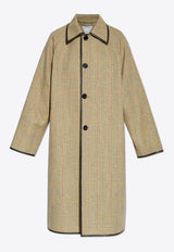 Bottega Veneta Single-Breasted Checked Wool-Blend Coat Beige 792921 V4BW0-1487