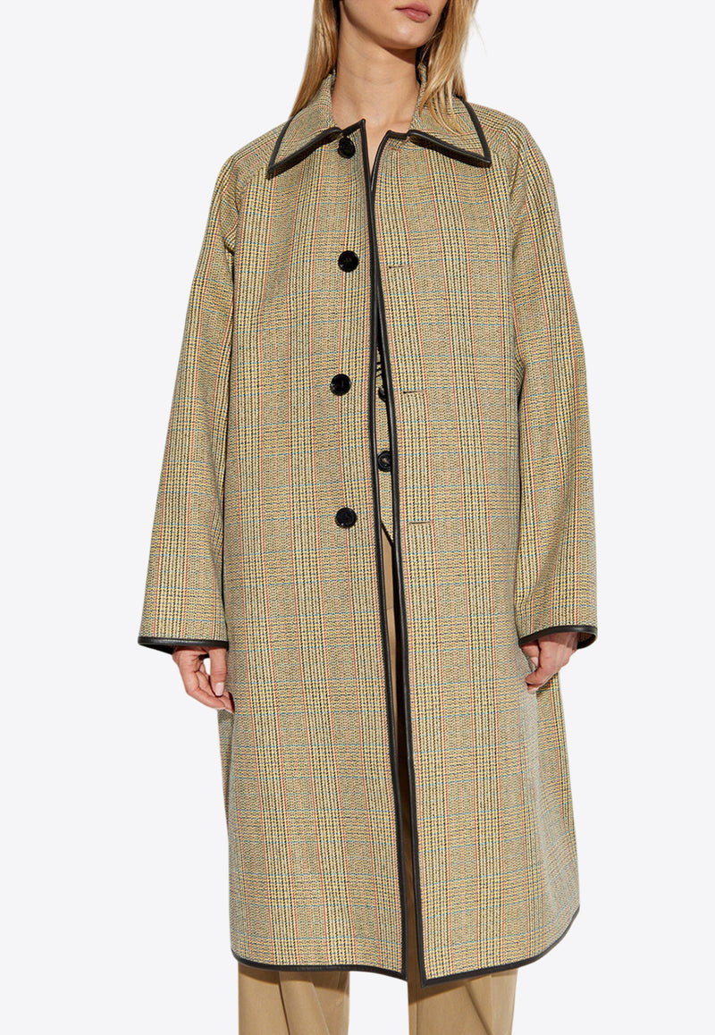 Bottega Veneta Single-Breasted Checked Wool-Blend Coat Beige 792921 V4BW0-1487