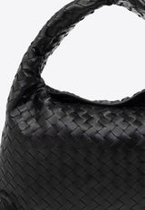 Bottega Veneta Small Hop Intrecciato Leather Shoulder Bag Black 796262 V3IV1-1019