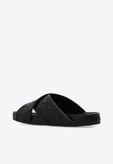 Bottega Veneta Tarik Padded Intrecciato Leather Slides Black 786883 V3HB0-1000