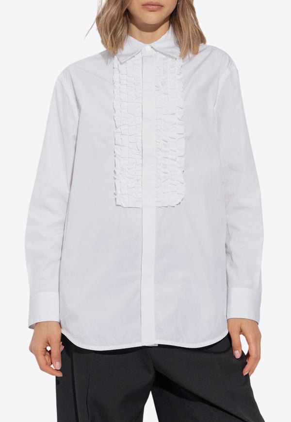 Bottega Veneta Ruffled Yoke Long-Sleeved Formal Shirt  White 799577 V2H20-9000