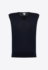 Bottega Veneta Embroidered Logo Cashmere Vest Navy 799429 V4B70-4121