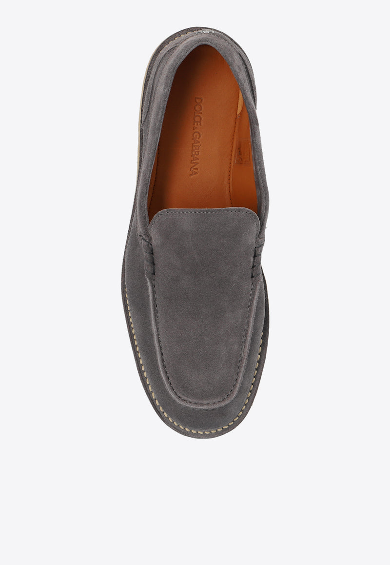 Dolce 
Gabbana Florio Suede Loafers Gray A50593 AS707-80730