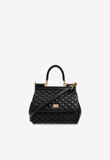 Dolce 
Gabbana Medium Sicily Quilted Top Handle Bag Black BB6003 AV967-80999