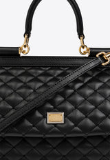 Dolce 
Gabbana Medium Sicily Quilted Top Handle Bag Black BB6003 AV967-80999